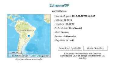Tremor de magnitude 3.1 atinge região de Marília; Moradores de Avencas sentem o abalo.