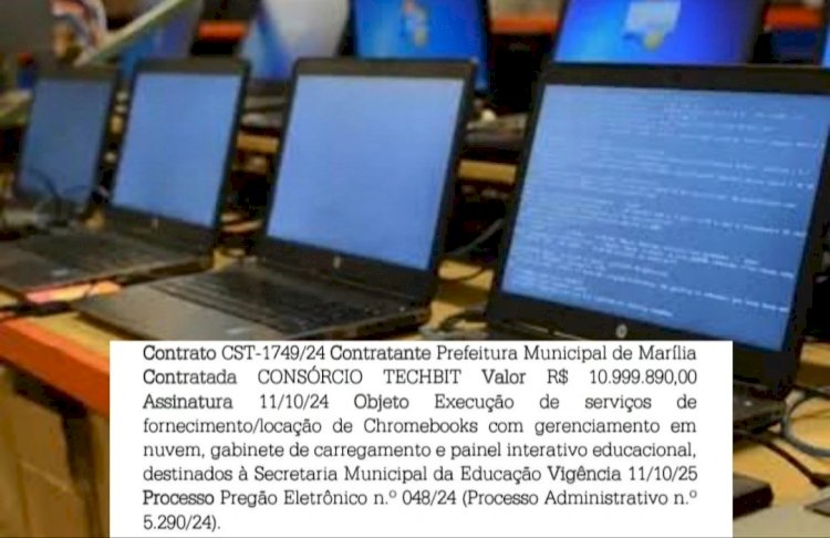 Prefeitura de Marília fecha contrato de R$ 11 milhões para aluguel de Chromebooks